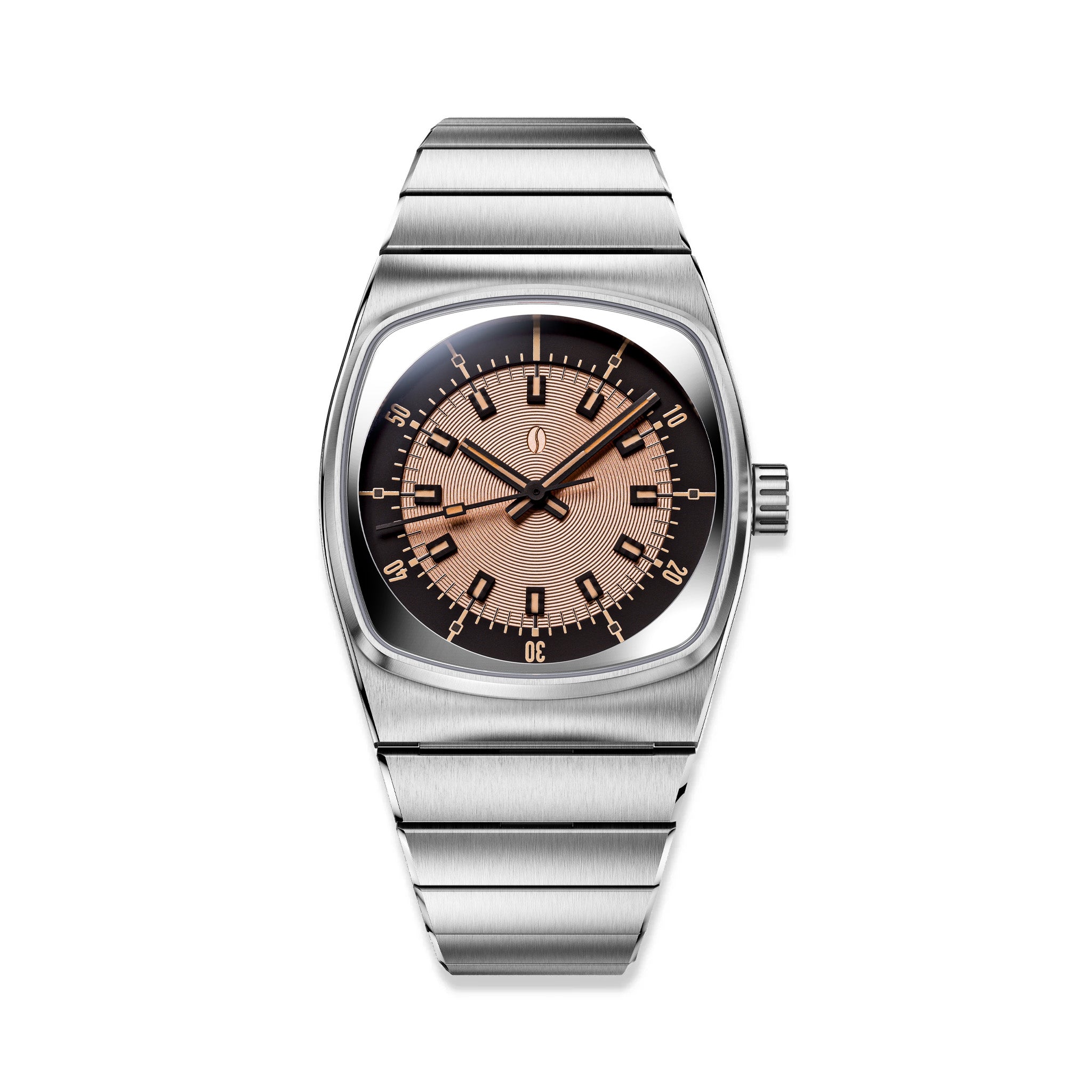 Brew Metric Manual Wind Copper, Copper dial · Steel bracelet